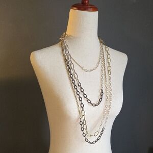 NWT C.O. & C.O. Double Strand Multi Toned Super Long Adjustable Necklace